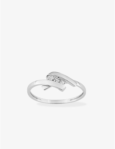 Bague en or blanc 375 ‰, 3...