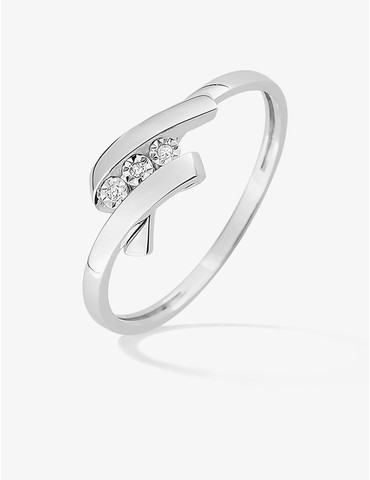 Bague en or blanc 375 ‰, 3...