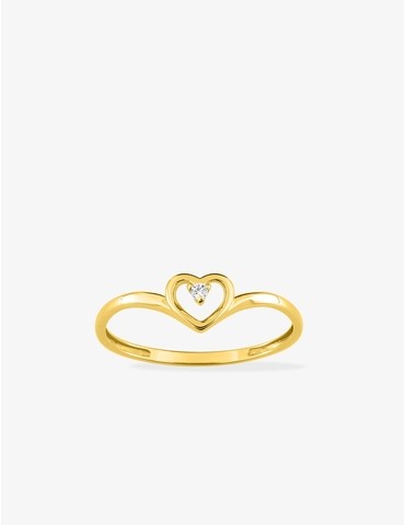 Bague cœur en or jaune 375...