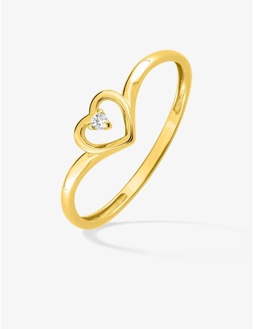 Bague cœur en or jaune 375...