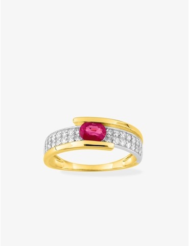 Bague en or jaune 375 ‰ et...