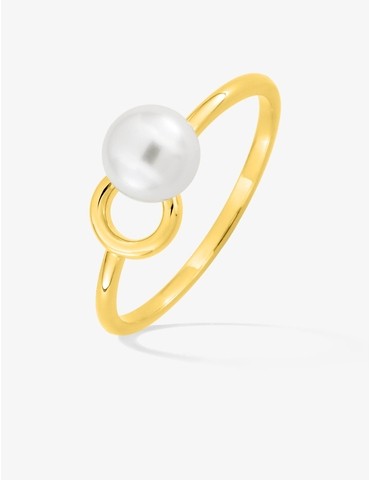 Bague en plaqué or, perle...