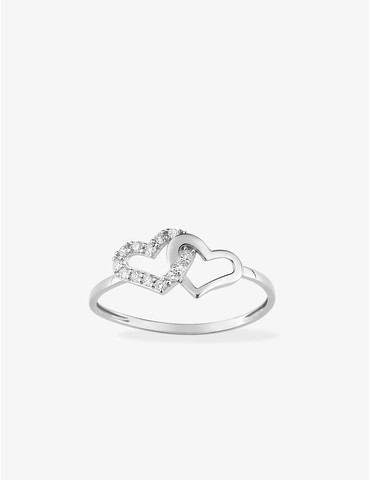 Bague or 375 ‰ blanc avec...