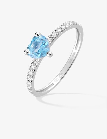 Bague or 375 ‰ blanc avec...
