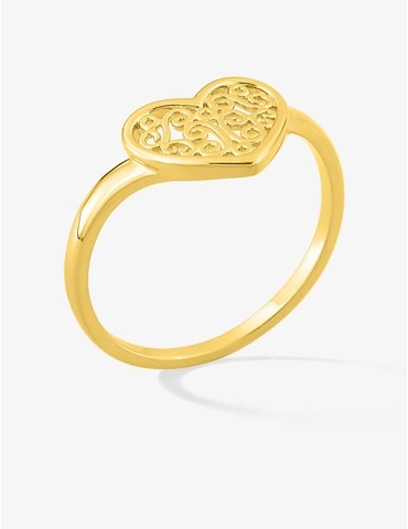 Bague or jaune 750 ‰ cœur...