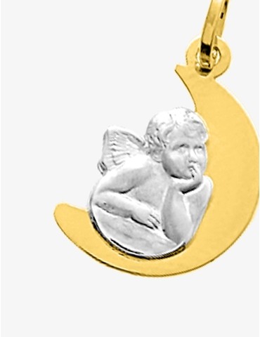 Médaille ange motif lune or...
