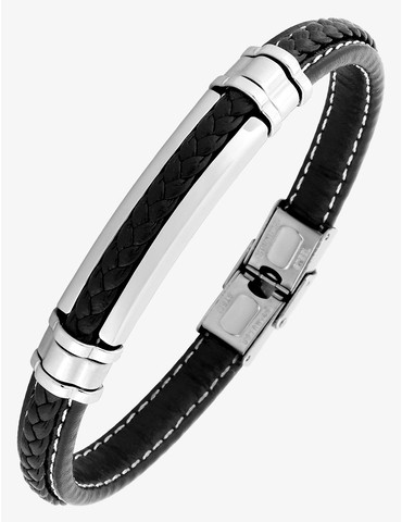 Bracelet tressé noir et...