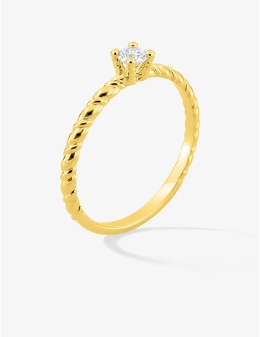 Bague solitaire torsadée en...