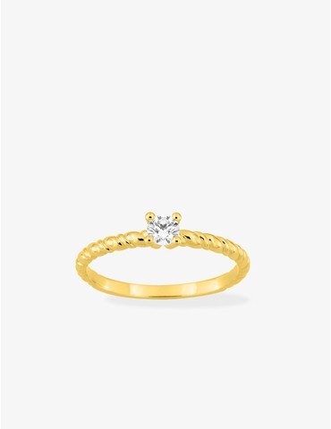 Bague solitaire torsadée en...