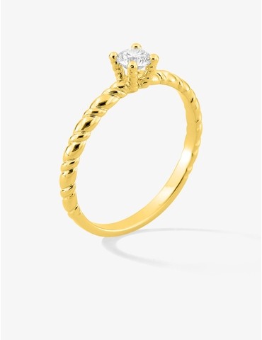 Bague solitaire torsadée en...