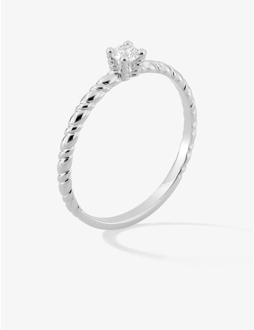 Bague solitaire torsadée en...