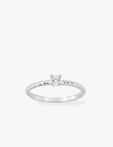 Bague solitaire torsadée en...