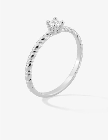 Bague solitaire torsadée en...