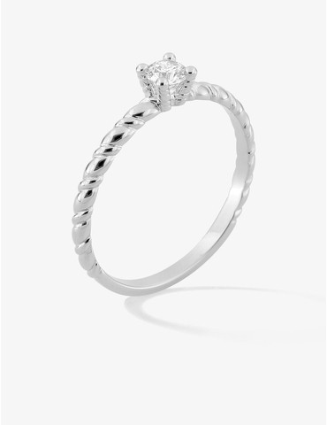 Bague solitaire torsadée en...