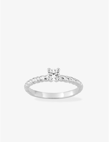 Bague solitaire torsadée en...