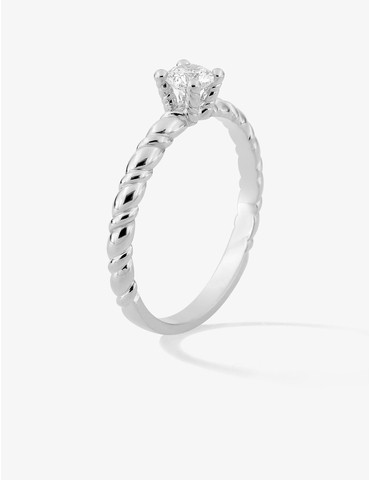 Bague solitaire torsadée en...