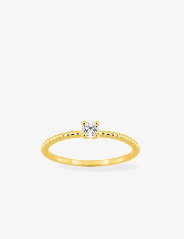 Bague solitaire perlée en...