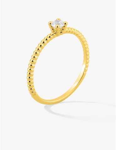 Bague solitaire perlée en...