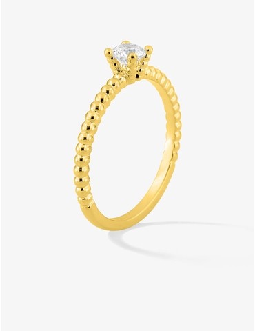 Bague solitaire perlée en...