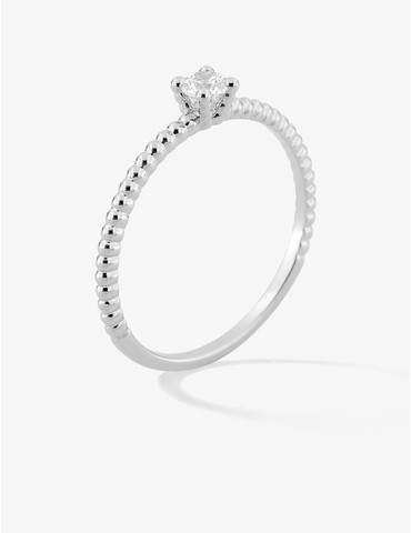 Bague solitaire perlée en...