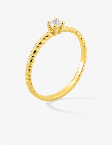 Bague solitaire torsadée en...