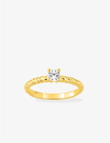 Bague solitaire torsadée en...