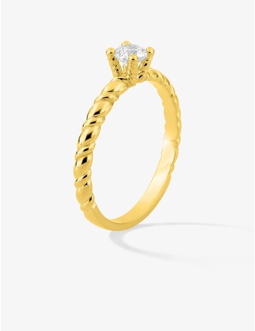 Bague solitaire torsadée en...