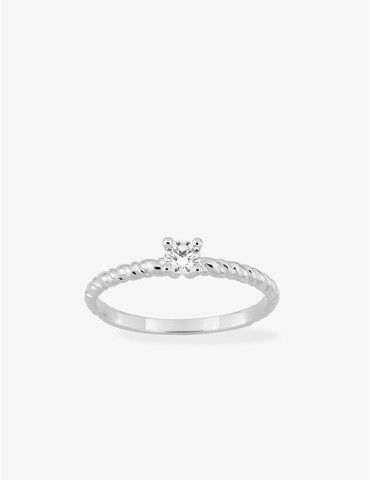 Bague solitaire torsadée en...
