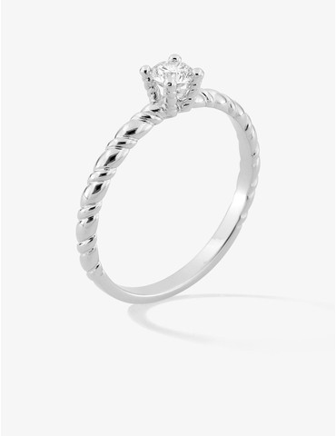 Bague solitaire torsadée en...