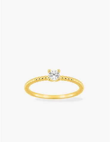 Bague solitaire perlée en...