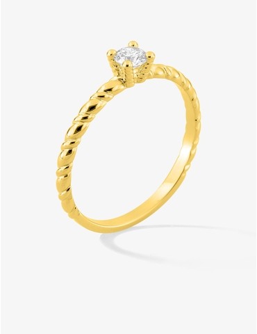Bague solitaire torsadée en...