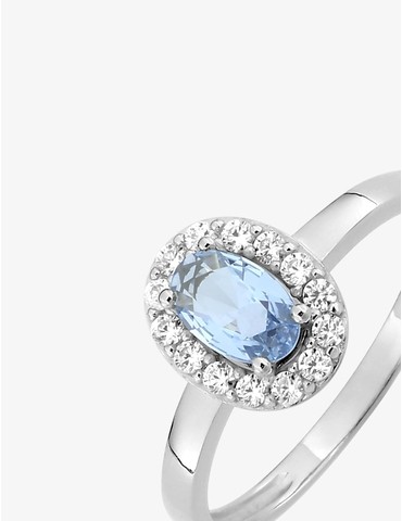 Bague or 375 ‰ blanc avec...