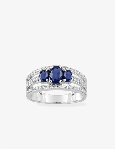 Bague or 375 ‰ blanc avec...