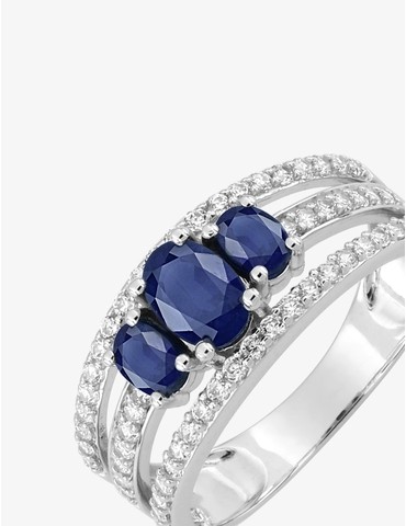 Bague or 375 ‰ blanc avec...