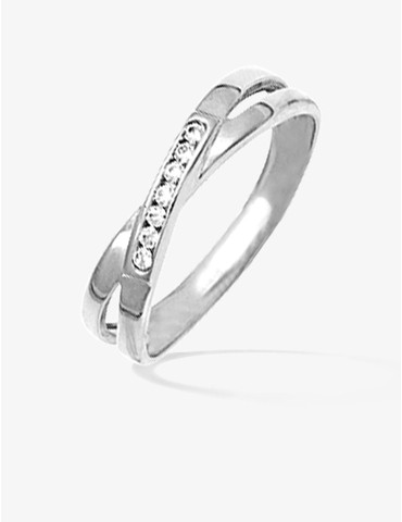 Bague 2 anneaux serti rail...