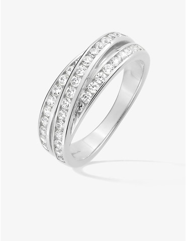 Bague 3 anneaux serti rail...
