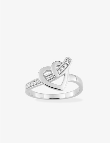 Bague cœur et ruban argent...