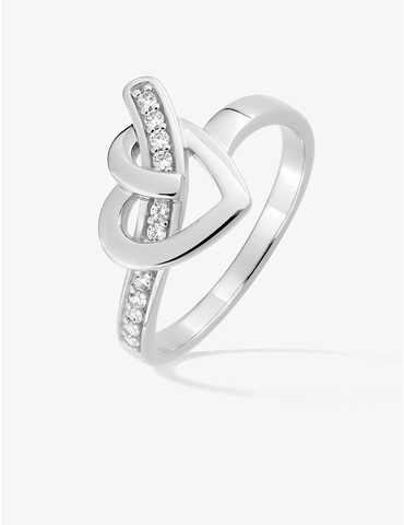 Bague cœur et ruban argent...