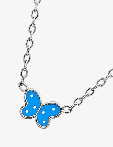 Collier papillon laqué bleu...