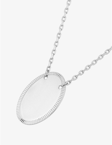 Collier jeton ovale liseré...