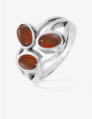 Bague ambre argent 925‰ rhodié