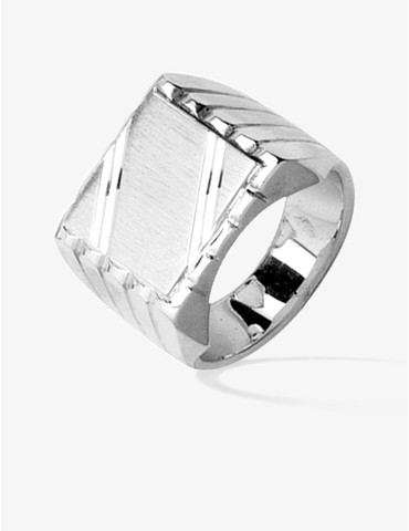 Chevalière rainurée argent...