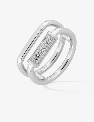 Bague en argent rhodié et...