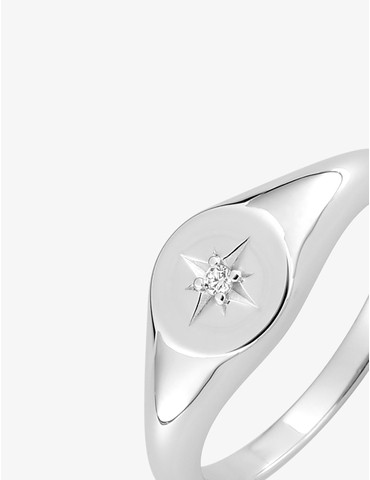 Bague en argent gris rhodié...