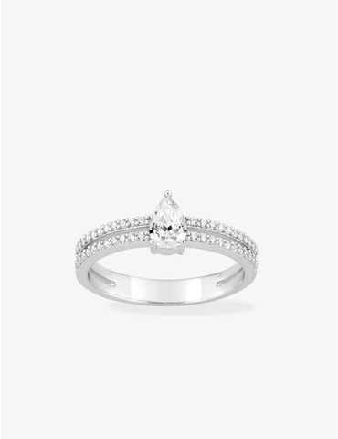 Bague en argent gris rhodié...