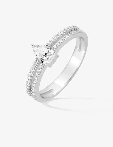 Bague en argent gris rhodié...