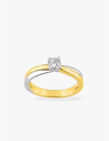 Solitaire monture bicolore...