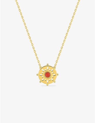 Collier laqué rouge plaqué or
