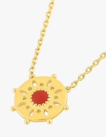 Collier laqué rouge plaqué or