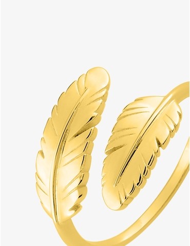 Bague plume plaqué or